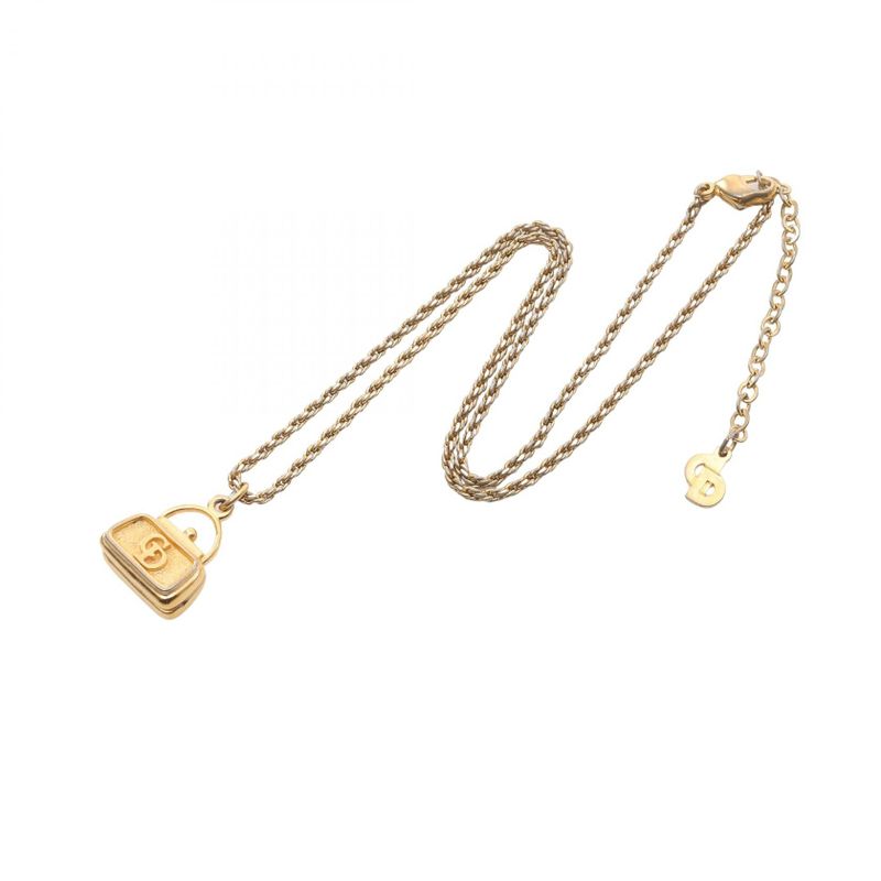 Christian Dior Necklace CD Logo Bag Motif GP (gold Plated) Necklace Ladies Used