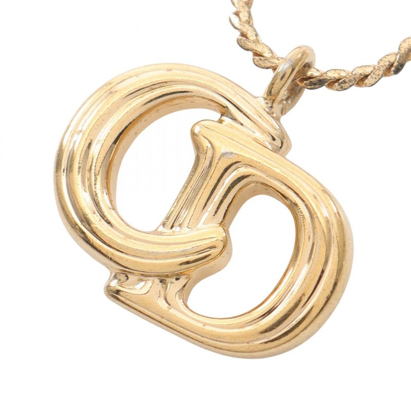 Christian Dior Necklace CD Logo GP (gold Plated) Necklace Ladies Used B