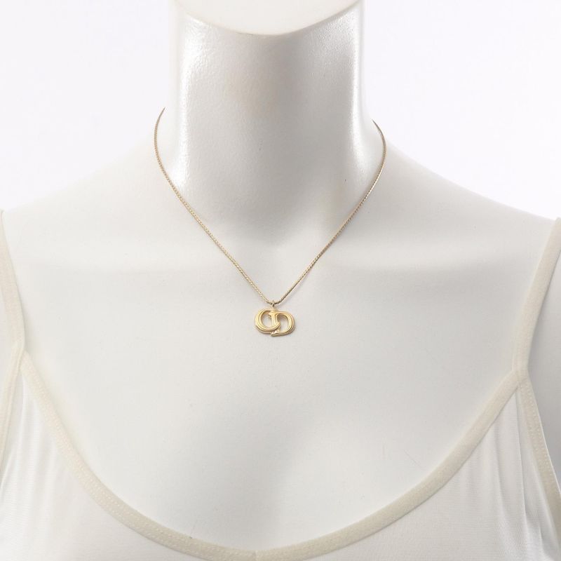 Christian Dior Necklace CD Logo GP (gold Plated) Necklace Ladies Used B