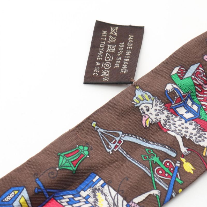 Hermes Scarf Twilly LA Folle Parade Silk Twilly Ladies Used B