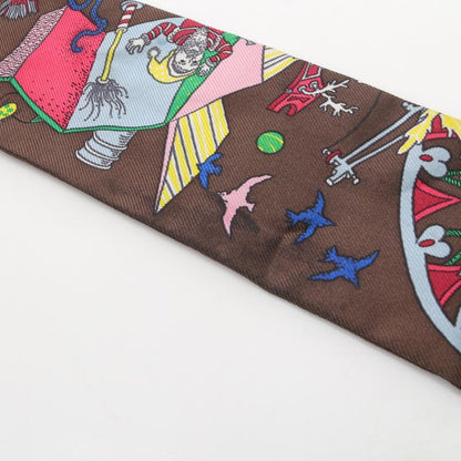 Hermes Scarf Twilly LA Folle Parade Silk Twilly Ladies Used B