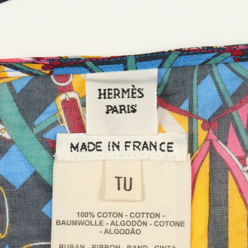 Hermes Dress En Roue Libre Beach Caftan Blue Cotton Pareo Dress Women Used a