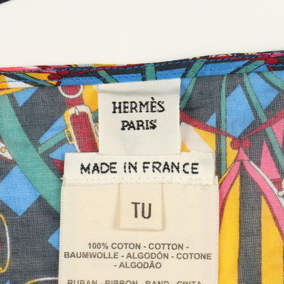 Hermes Dress En Roue Libre Beach Caftan Blue Cotton Pareo Dress Women Used a