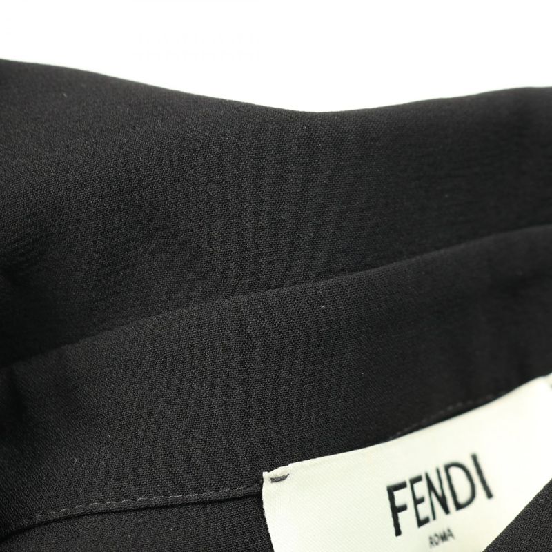 Fendi Polo Shirt Black Silk Blouse Women's Used a