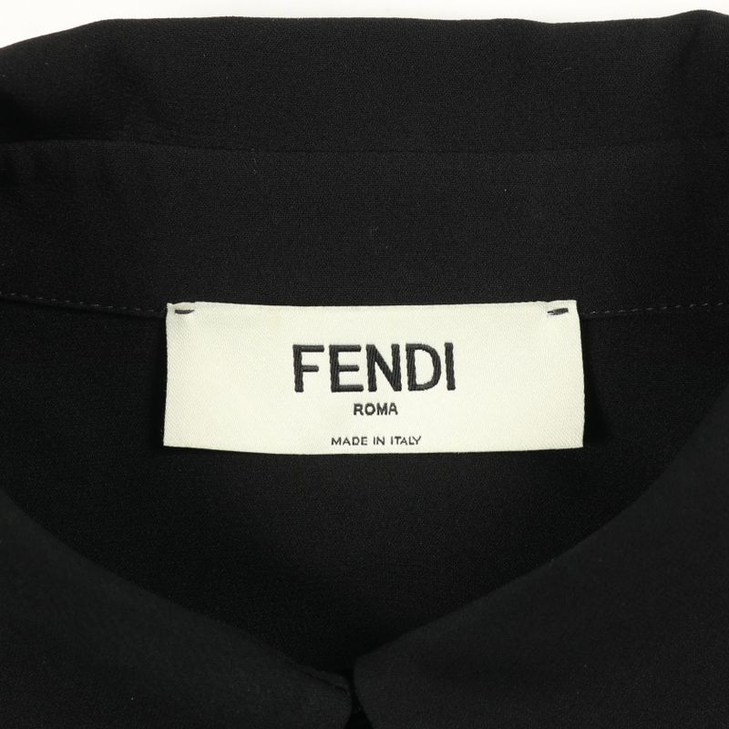 Fendi Polo Shirt Black Silk Blouse Women's Used a