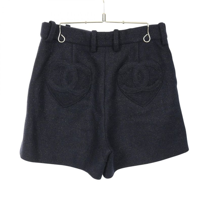 Chanel Pants Coco Mark Button Short P80432v65327 Wool Cashmere Shorts Ladies