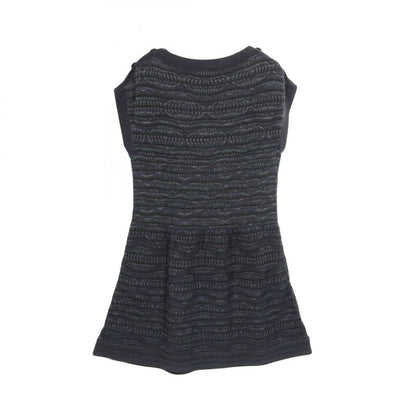 Chanel Dress Coco Mark Button Navy Cotton Knit Dress Women's Used B