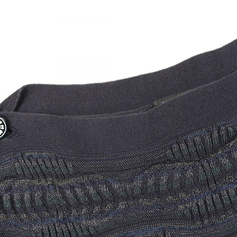 Chanel Dress Coco Mark Button Navy Cotton Knit Dress Women's Used B