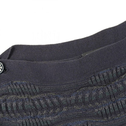 Chanel Dress Coco Mark Button Navy Cotton Knit Dress Women's Used B