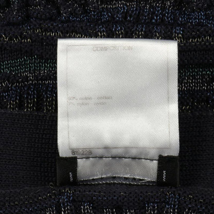 Chanel Dress Coco Mark Button Navy Cotton Knit Dress Women's Used B