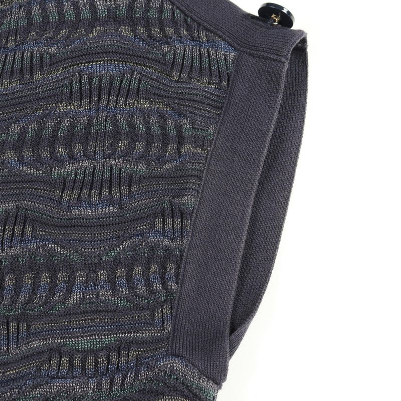 Chanel Dress Coco Mark Button Navy Cotton Knit Dress Women's Used B