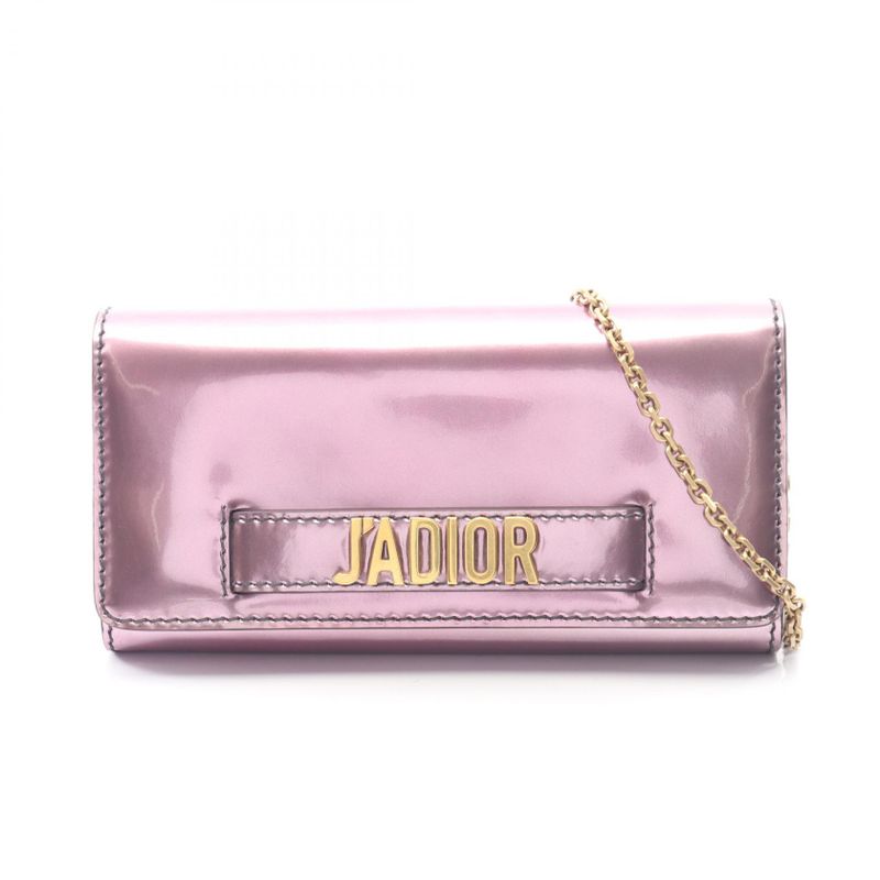 Christian Dior Shoulder Bag J'adior Pink Leather J'adior Chain Wallet Women