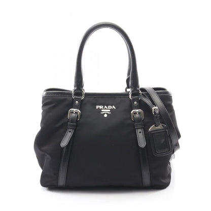 Prada Tote Bag Tessutotess + Soft Ca Bn1841 Black Nylon Leather 2way Shoulder