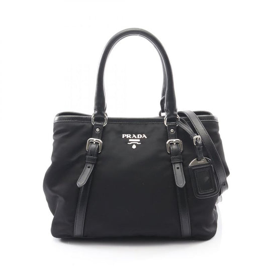 Prada Tote Bag Tessutotess + Soft Ca Bn1841 Black Nylon Leather 2way Shoulder