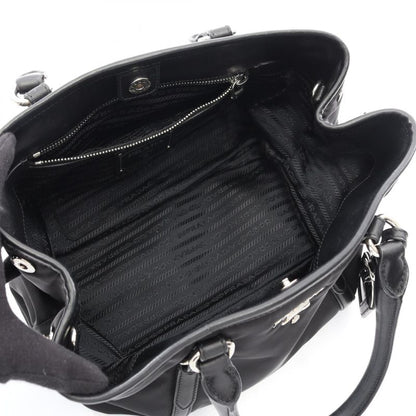 Prada Tote Bag Tessutotess + Soft Ca Bn1841 Black Nylon Leather 2way Shoulder