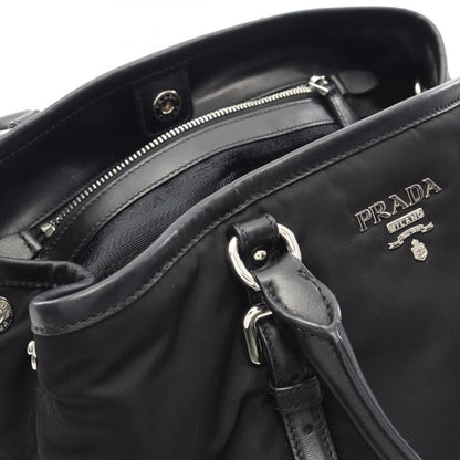 Prada Tote Bag Tessutotess + Soft Ca Bn1841 Black Nylon Leather 2way Shoulder