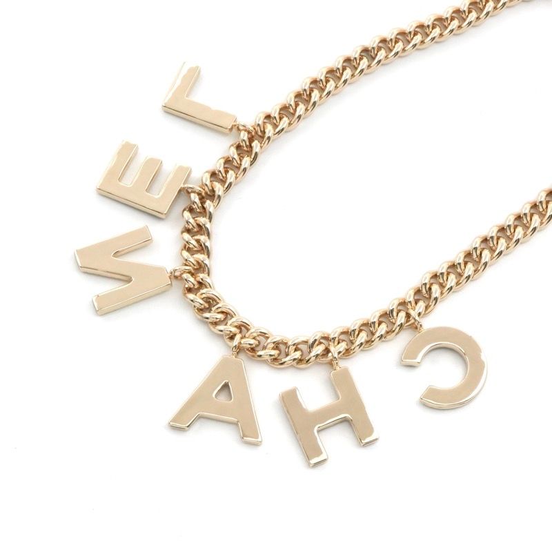 Chanel Necklace Pendant Choker Gold Black White Here Mark Logo