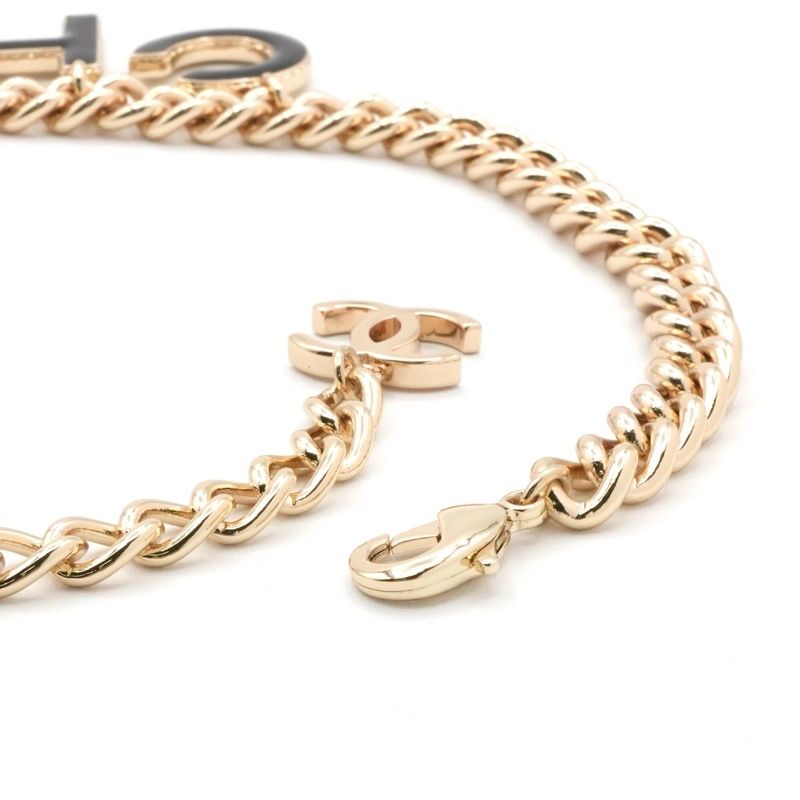 Chanel Necklace Pendant Choker Gold Black White Here Mark Logo