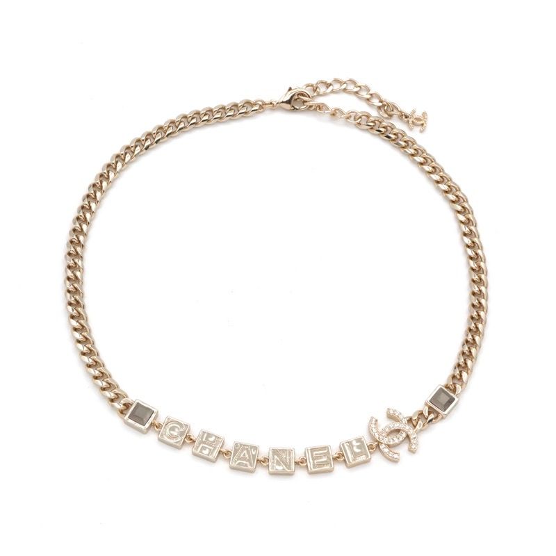 Chanel Necklace Pendant Choker Gold Coco Mark Logo Rhinestone