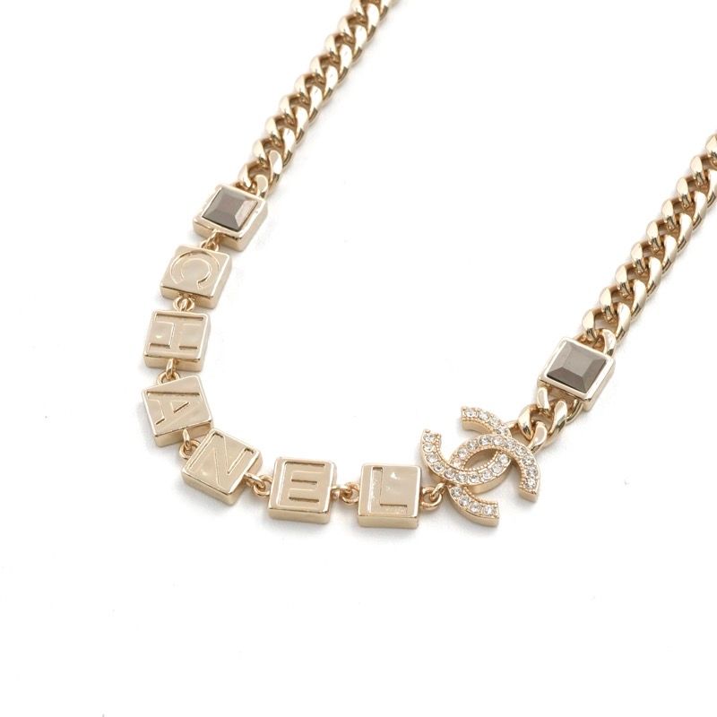Chanel Necklace Pendant Choker Gold Coco Mark Logo Rhinestone