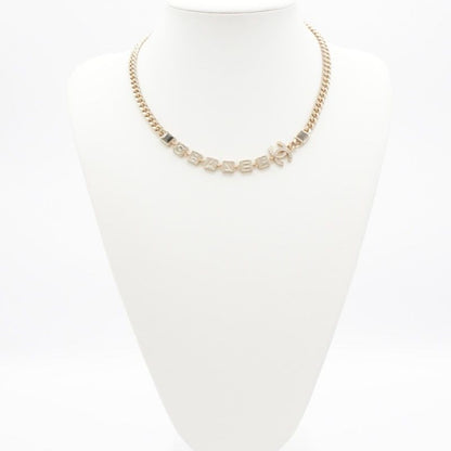 Chanel Necklace Pendant Choker Gold Coco Mark Logo Rhinestone