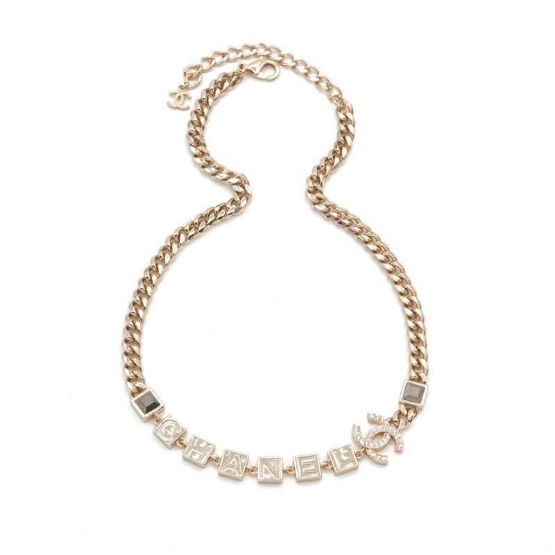 Chanel Necklace Pendant Choker Gold Coco Mark Logo Rhinestone