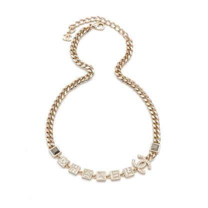 Chanel Necklace Pendant Choker Gold Coco Mark Logo Rhinestone