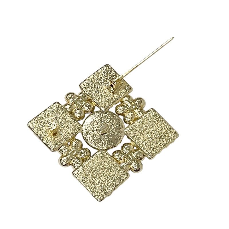 Chanel Brooch Corsage Gold Black Coco Mark Rhinestone