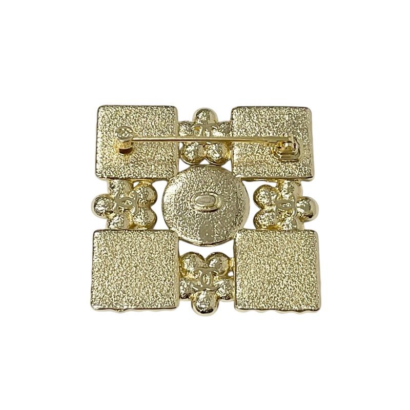 Chanel Brooch Corsage Gold Black Coco Mark Rhinestone