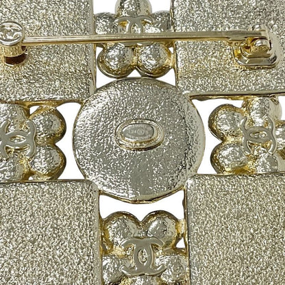 Chanel Brooch Corsage Gold Black Coco Mark Rhinestone