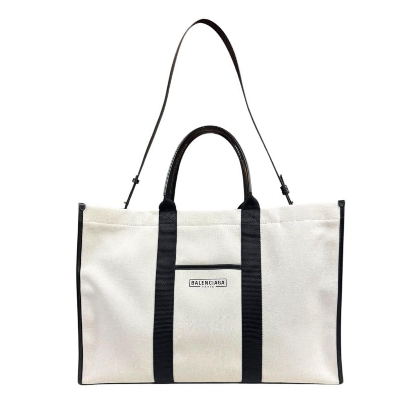 Balenciaga Hardware Large Tote Shoulder Bag Canvas 671403 White Unisex Balenciag