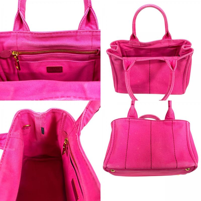 Prada Canapa Tote SS Shoulder Bag Canvas 1bg439 Pink Ladies Prada Preowned Prada