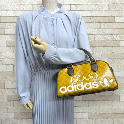 Gucci Adidas Collaboration Mini Duffel Bag GG Crystal Handbag PVC Coated Canvas