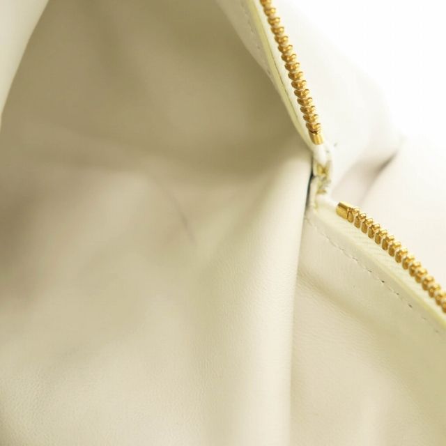 Bottega Veneta Double Knot Leather Mini Hand Bag Chalk Ivory White Preowned