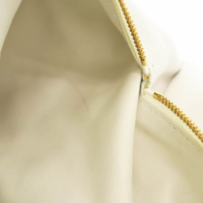 Bottega Veneta Double Knot Leather Mini Hand Bag Chalk Ivory White Preowned