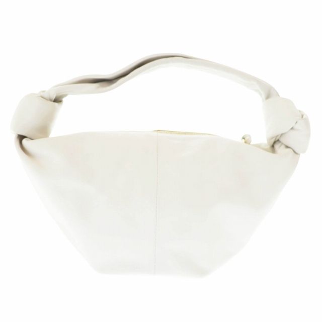Bottega Veneta Double Knot Leather Mini Hand Bag Chalk Ivory White Preowned