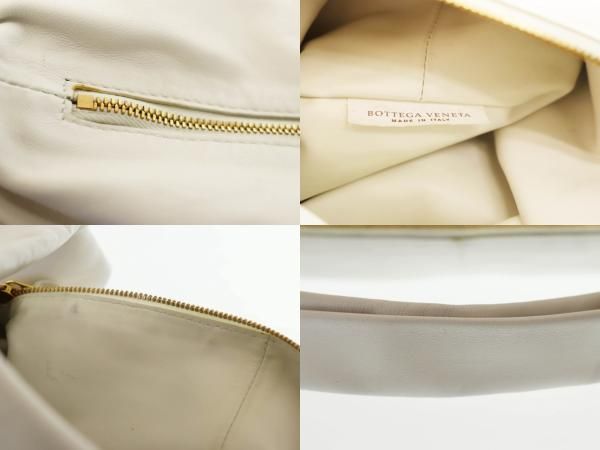 Bottega Veneta Double Knot Leather Mini Hand Bag Chalk Ivory White Preowned