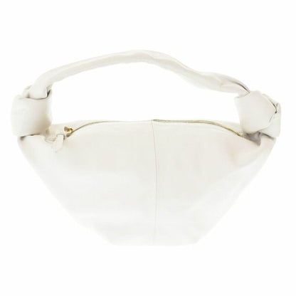 Bottega Veneta Double Knot Leather Mini Hand Bag Chalk Ivory White Preowned
