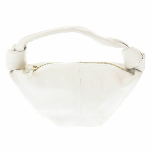 Bottega Veneta Double Knot Leather Mini Hand Bag Chalk Ivory White Preowned