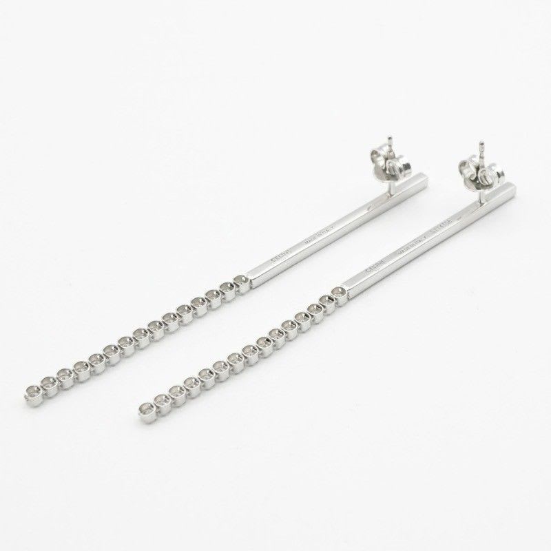 Celine Earrings Earring Silver Bijou Bar Rhinestone