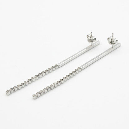 Celine Earrings Earring Silver Bijou Bar Rhinestone