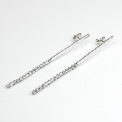 Celine Earrings Earring Silver Bijou Bar Rhinestone