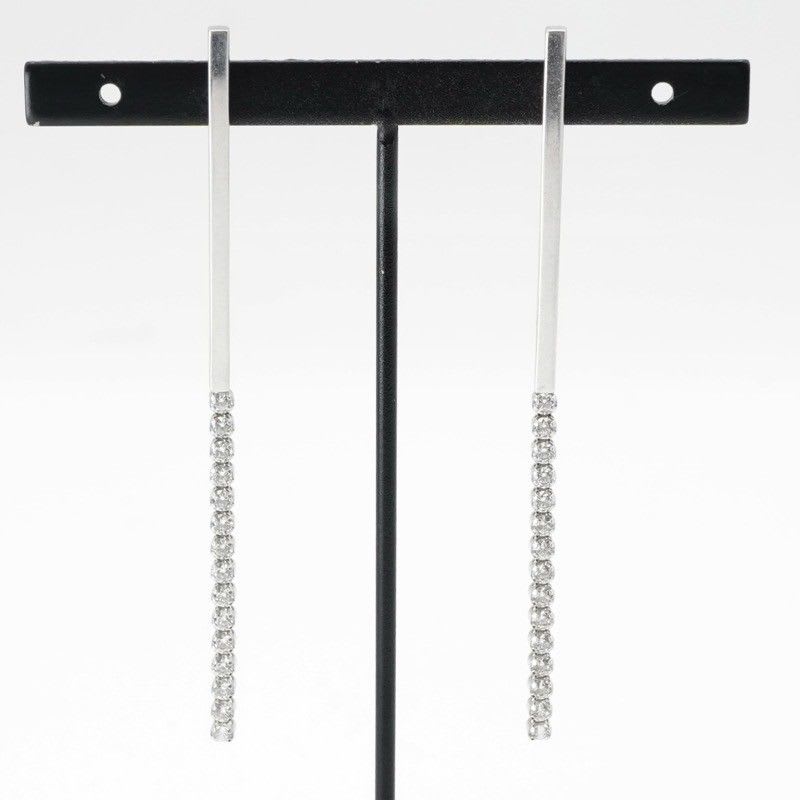 Celine Earrings Earring Silver Bijou Bar Rhinestone