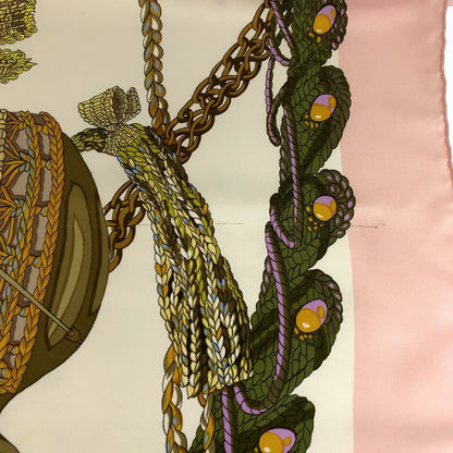 Hermes Timpani Player Carrée 90 Pink Multicolor Silk Scarf Large Scarf Women