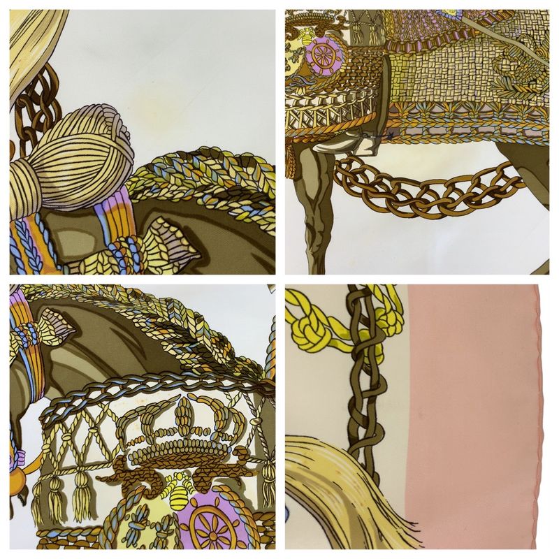 Hermes Timpani Player Carrée 90 Pink Multicolor Silk Scarf Large Scarf Women