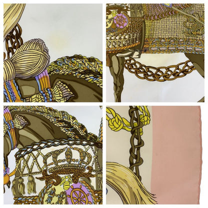 Hermes Timpani Player Carrée 90 Pink Multicolor Silk Scarf Large Scarf Women