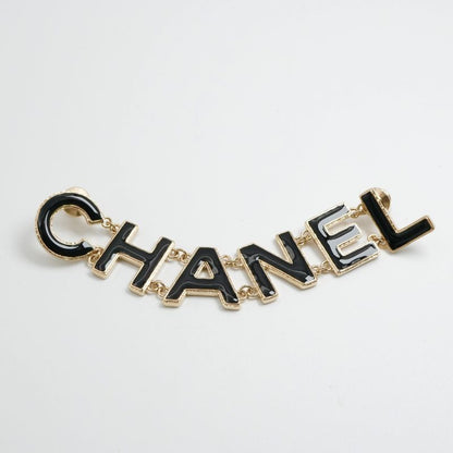 Chanel Brooch Corsage Gold Black Pin Brooch Logo
