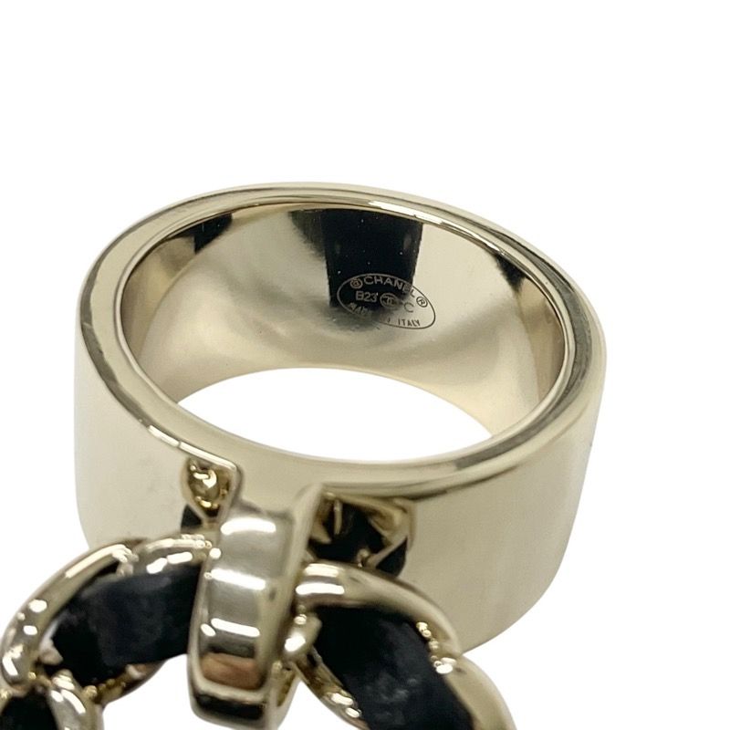 Chanel Ring Gold Black Coco Mark Matelasse Bag Charm