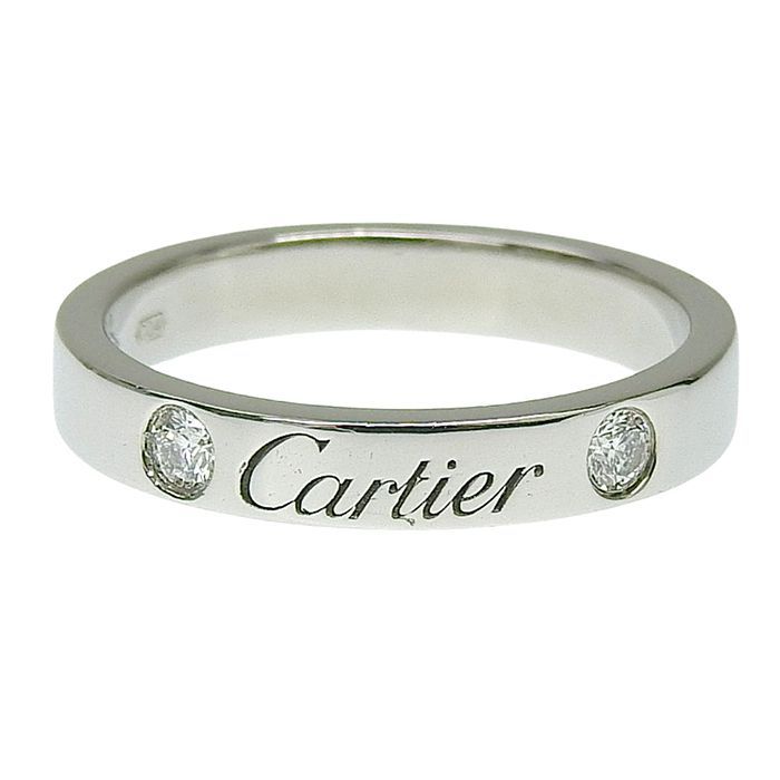 Cartier C De Cartier 2P Diamond Wedding Ring Pt950 Platinum Diamond #47