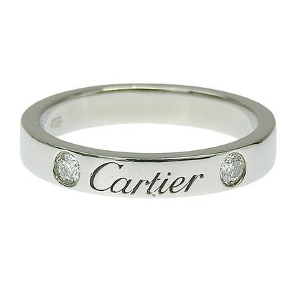 Cartier C De Cartier 2P Diamond Wedding Ring Pt950 Platinum Diamond #47